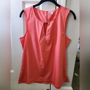 Calvin Klein Coral Keyhole Sleeveless Shell Blouse